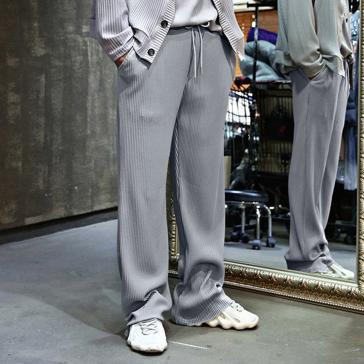 Men's ribbed comfort lounge pants with straight cut drawstring waist and deep side pockets StylebySassy