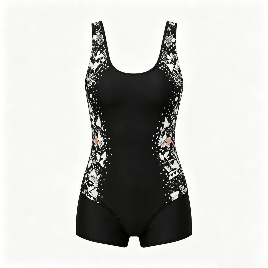 Women's Sporty One-Piece Swimsuit with Floral Design StylebySassy