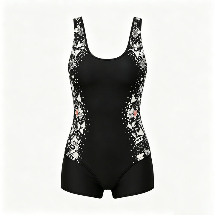 Women's Sporty One-Piece Swimsuit with Floral Design StylebySassy