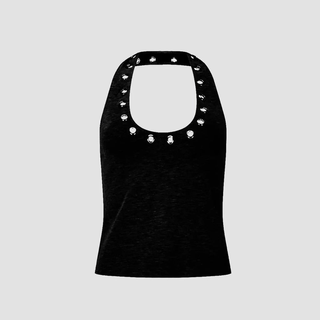 Women's Stylish Halter Top with Shiny Eyelets StylebySassy
