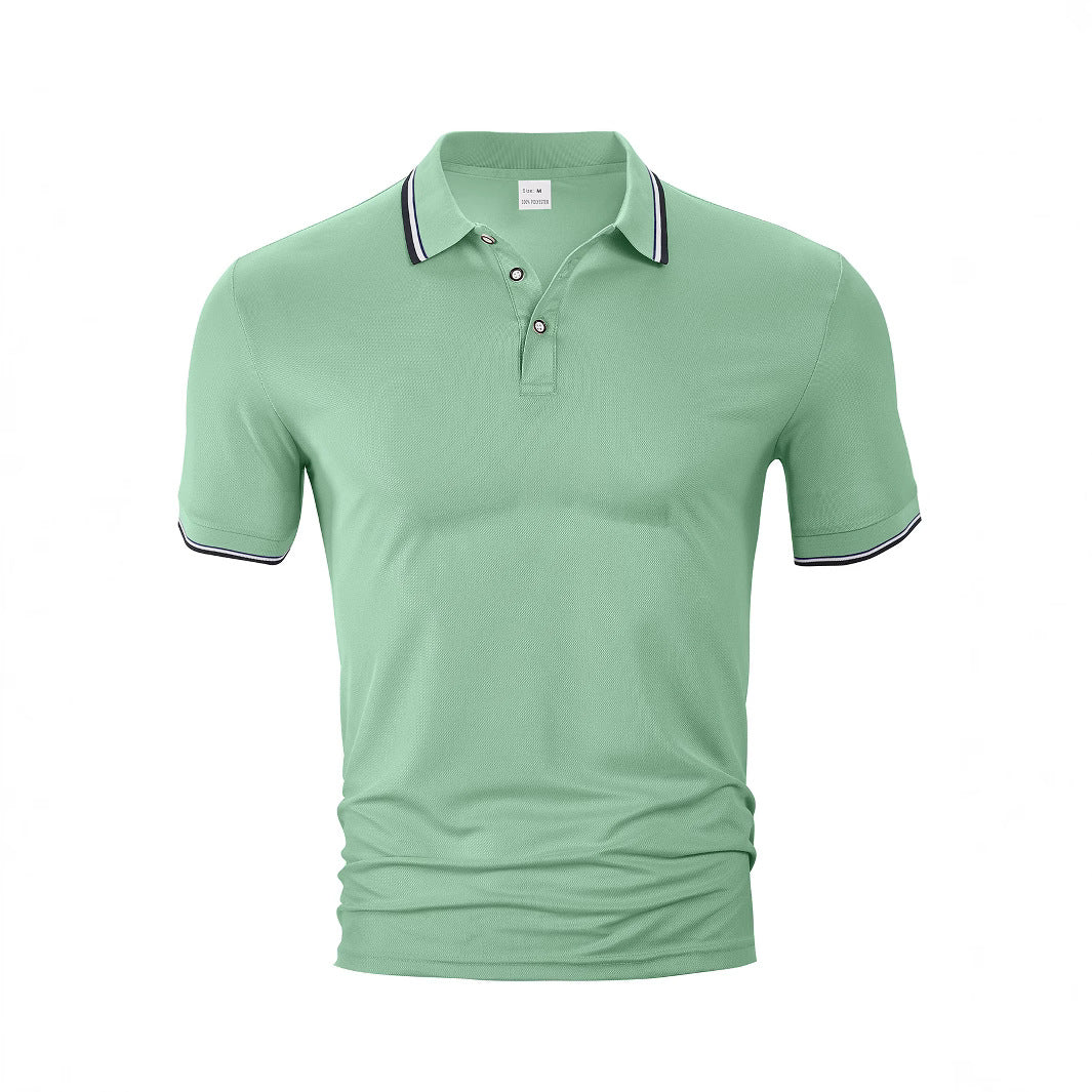Men's classic polo shirt made of piqué with contrasting stripes at the collar StylebySassy