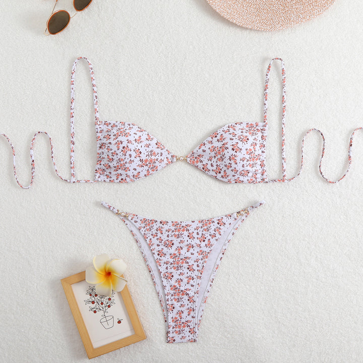 Women’s Triangle Bikini with adjustable straps and elegant floral print StylebySassy