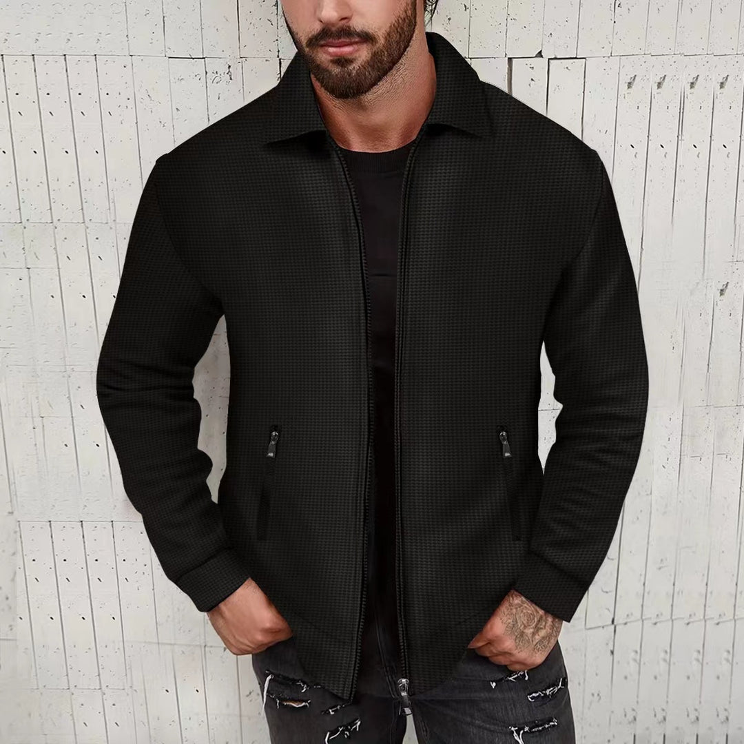 Men's nano structured shirt jacket with shirt collar two-way zipper and zippered pockets StylebySassy