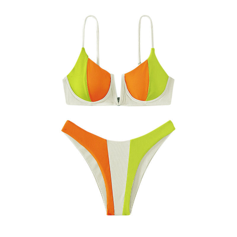 Women's bikini set with trendy color block design and adjustable straps StylebySassy