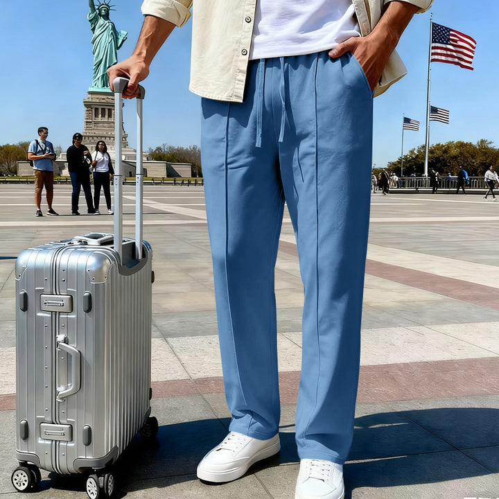 Men's casual-elegant pleated sweatpants with crease, elastic drawstring waistband and side pockets StylebySassy