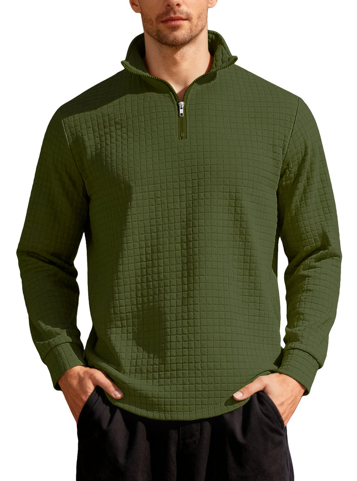 Men's Nano Square Structured Comfort Half Zip Sweater with Stand Collar and Light Padding StylebySassy