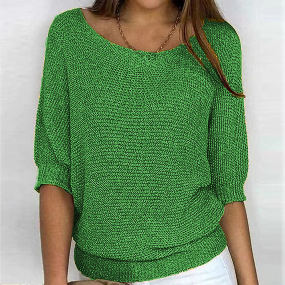 Women's Batwing Sleeve Sweater with Textured Pattern