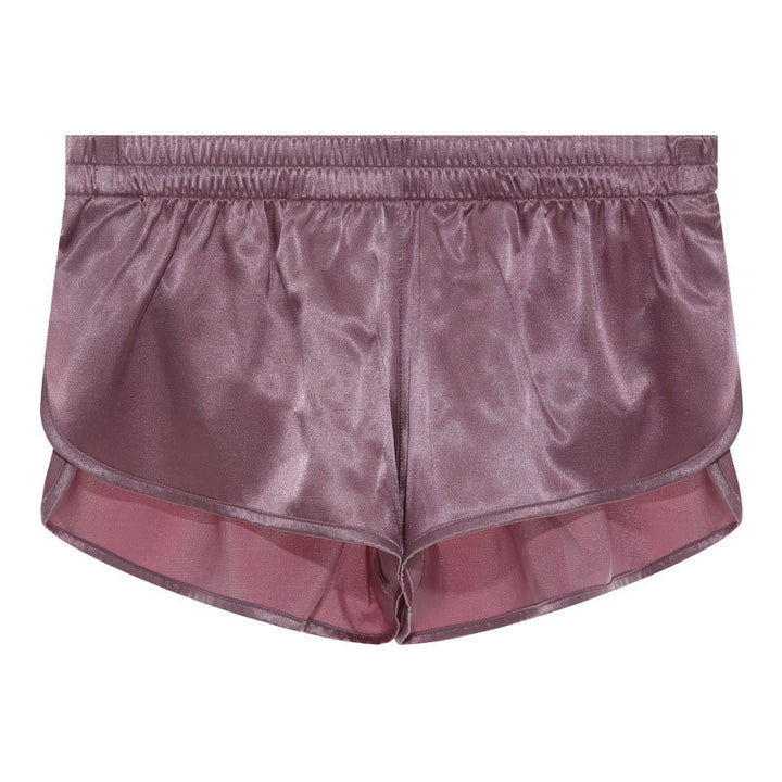 Men's short satin sleep shorts with elastic waistband and side slit StylebySassy