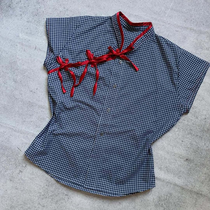 Women's Urban Check Top with Sophisticated Ruffle Details StylebySassy