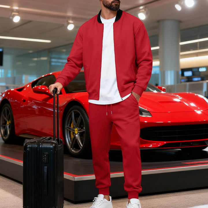 Men's sporty leisure suit made of soft cotton blend with zip jacket and elastic jogging pants StylebySassy