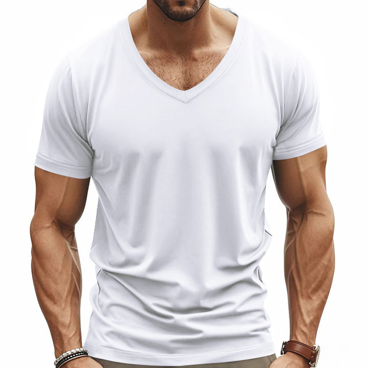 Men's V-neck functional shirt made of lightweight interlock with a fitted cut StylebySassy