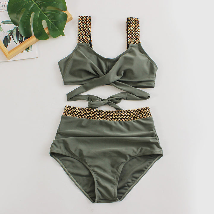 Women's High-Waisted Bikini Set with Stylish Wrap Top StylebySassy