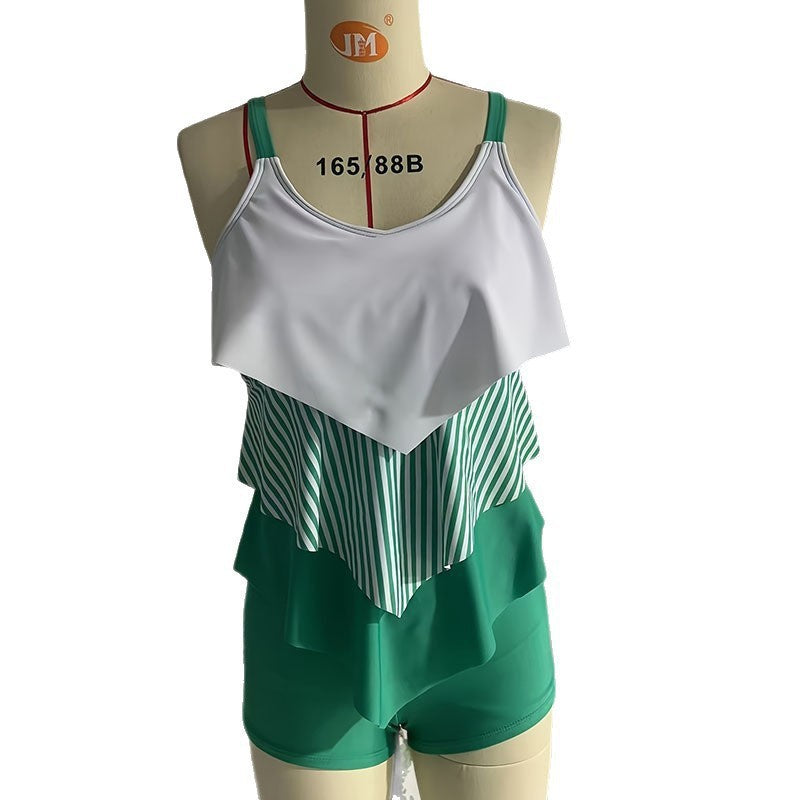 Women's swimsuit with chic ruffle design and high waist cut StylebySassy