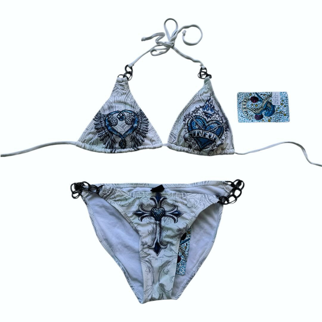 Women's triangle bikini with elaborate graphic design and stylish details StylebySassy