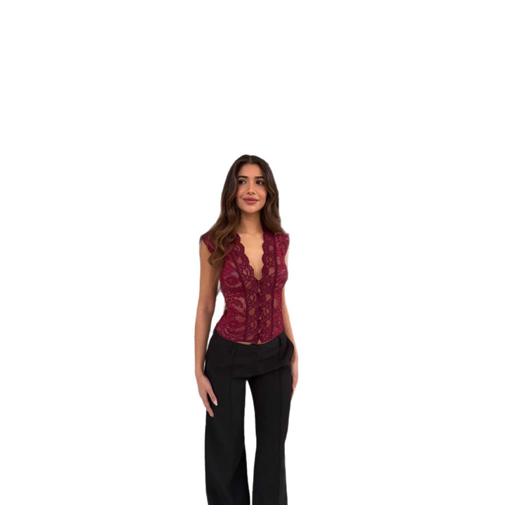 Women's lace bodysuits with elegant V-neck StylebySassy
