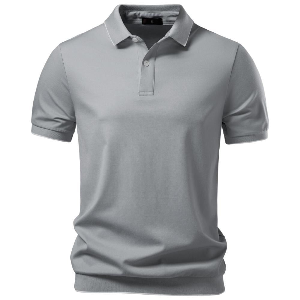 Men's breathable short-sleeved polo shirt made of cotton blend with ribbed hem StylebySassy