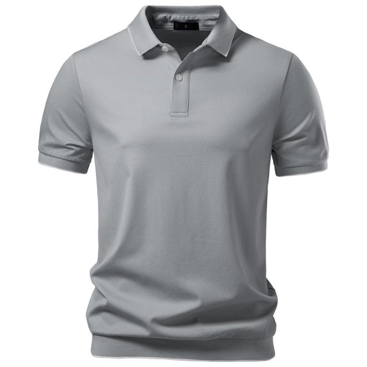 Men's breathable short-sleeved polo shirt made of cotton blend with ribbed hem StylebySassy