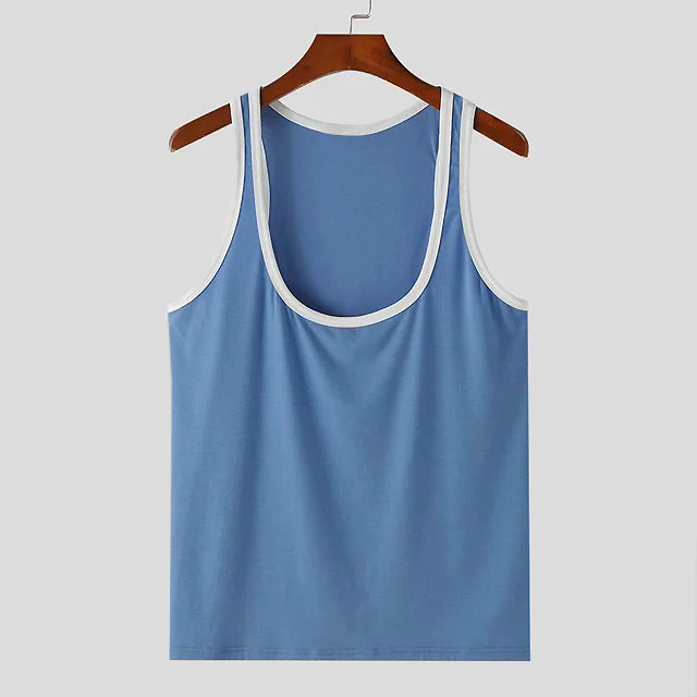 Men's sporty sleeveless muscle shirt with contrast trim StylebySassy