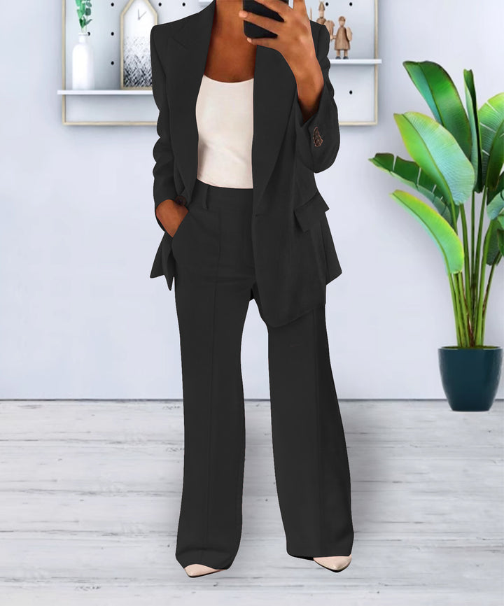 Women's Two-Piece Suit with Button-Front Blazer