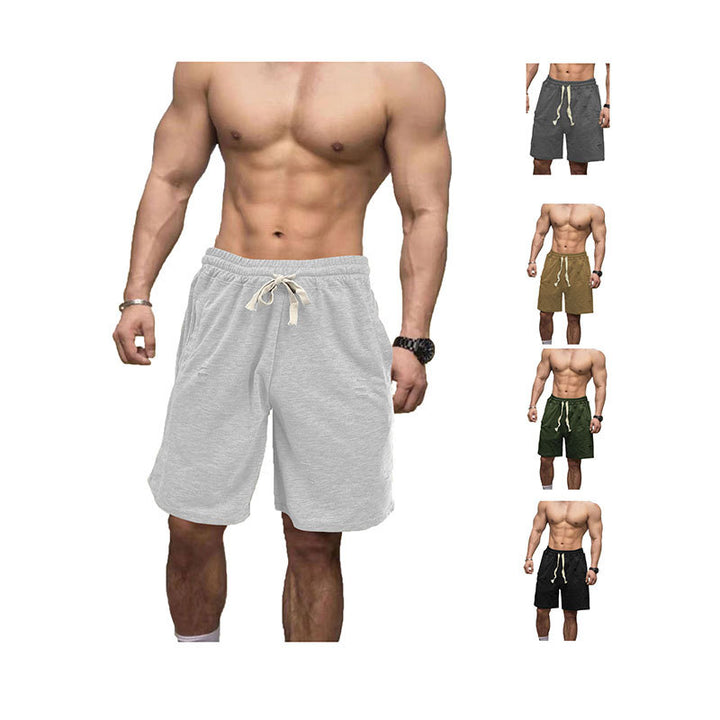Men's casual sweat shorts with elastic drawstring waistband, side pockets, and used look StylebySassy