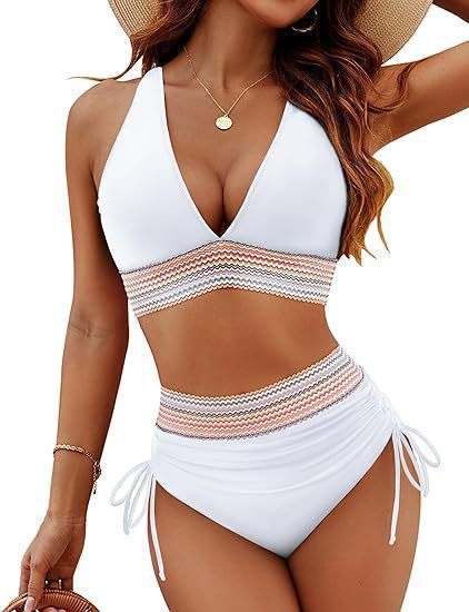 Women’s bikini set with high-waisted briefs and sporty accents StylebySassy