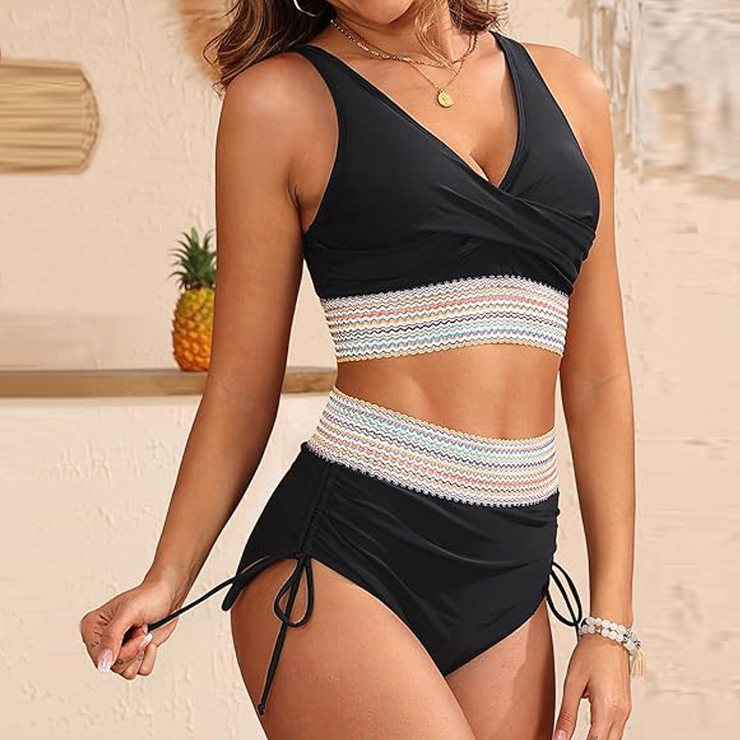 Women High-Cut Bikini Set with Fashionable Wrap Top StylebySassy