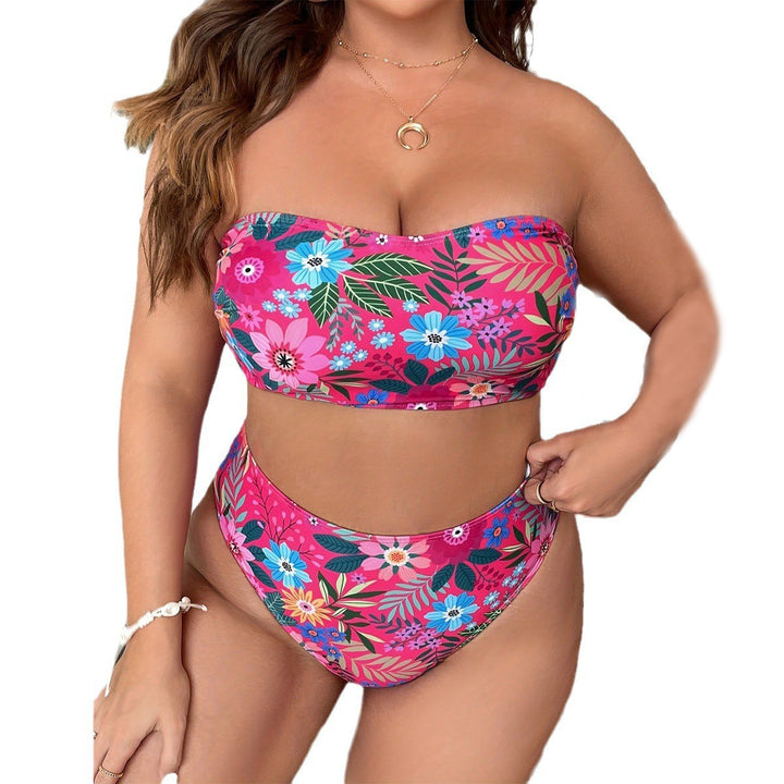 Women's bandeau bikini with floral design and high-waisted cut StylebySassy