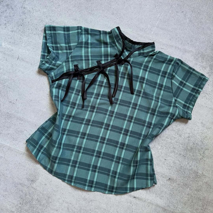 Women's Urban Check Top with Sophisticated Ruffle Details StylebySassy