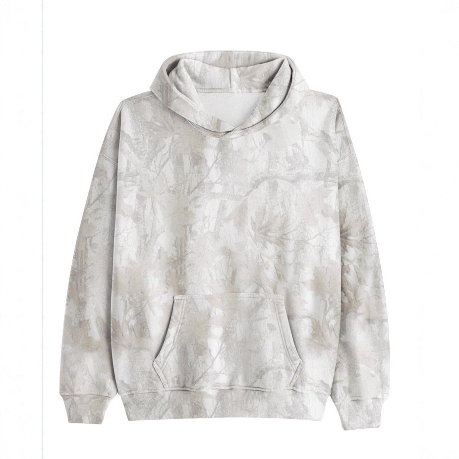 Unisex loose-fit hoodie sweatshirt with subtle leaf texture, double hood without drawstring and kangaroo pocket StylebySassy
