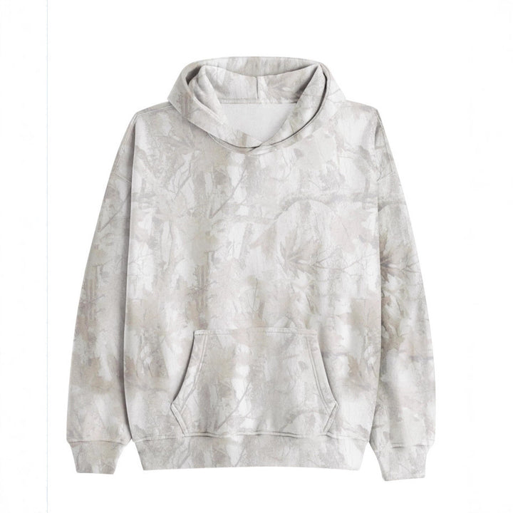 Unisex loose-fit hoodie sweatshirt with subtle leaf texture, double hood without drawstring and kangaroo pocket StylebySassy