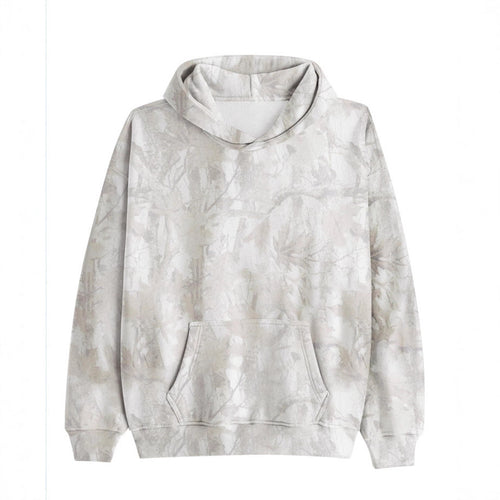 Unisex loose-fit hoodie sweatshirt with subtle leaf texture, double hood without drawstring and kangaroo pocket StylebySassy