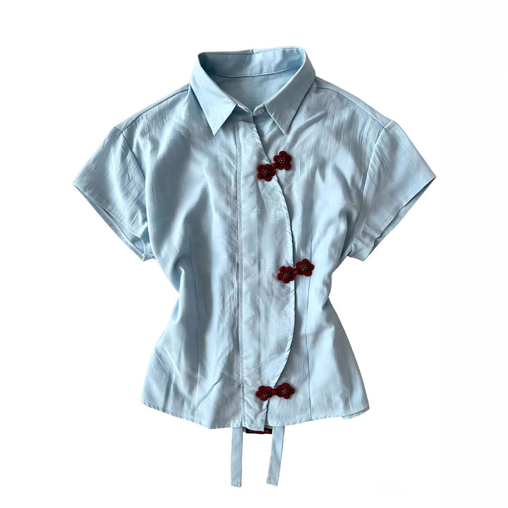 Women’s Stylish Short Sleeve Shirt with Floral Accents StylebySassy