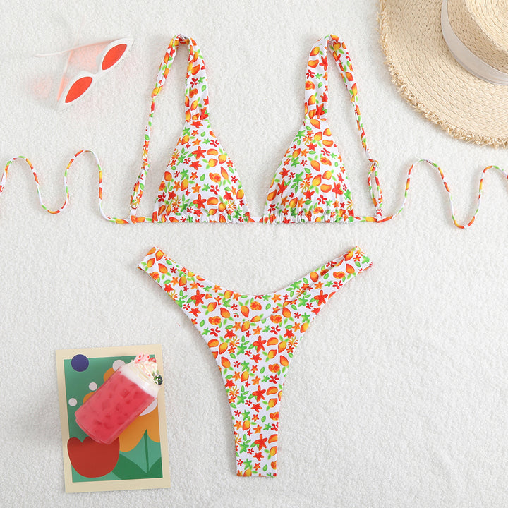 Women Triangle Bikini Set with adjustable straps and trendy pattern StylebySassy