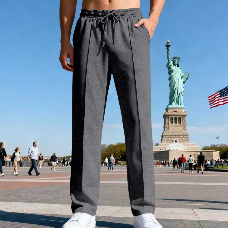 Men's elegant sweatpants with crease straight leg and drawstring StylebySassy