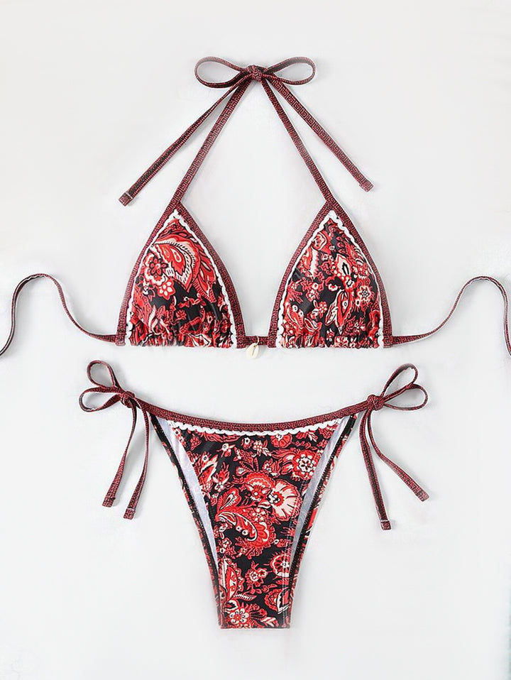 Ladies Triangle Bikini with Floral Vintage Pattern StylebySassy