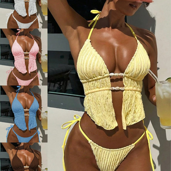 Ladies Ruffle Bikini with Pearl Accents StylebySassy