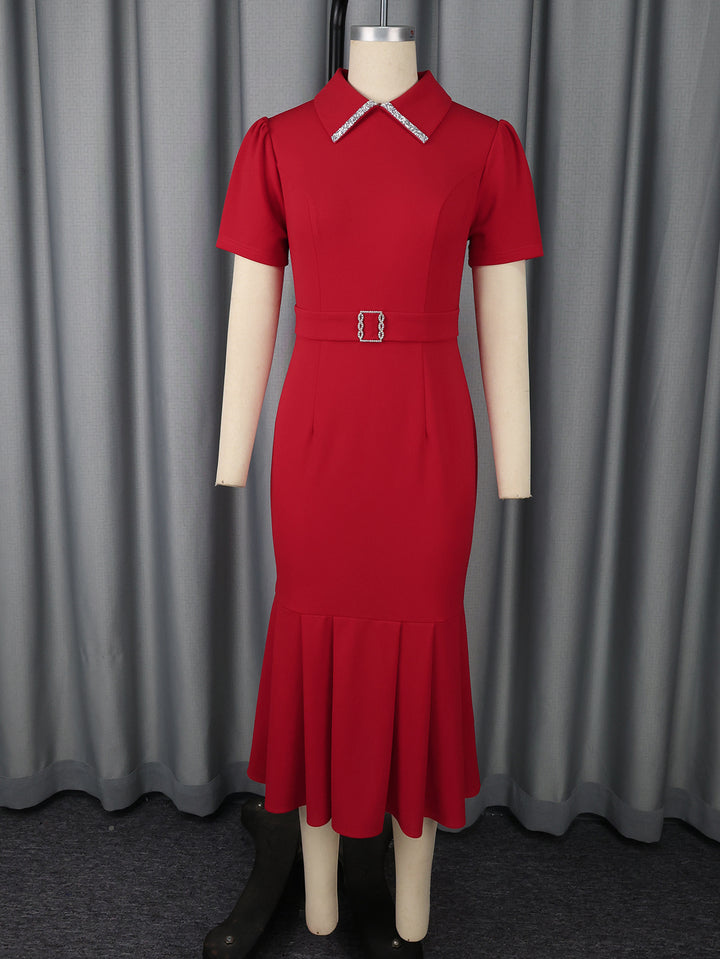 Women Elegant Dress with Swinging Hem and Glamorous Accents StylebySassy