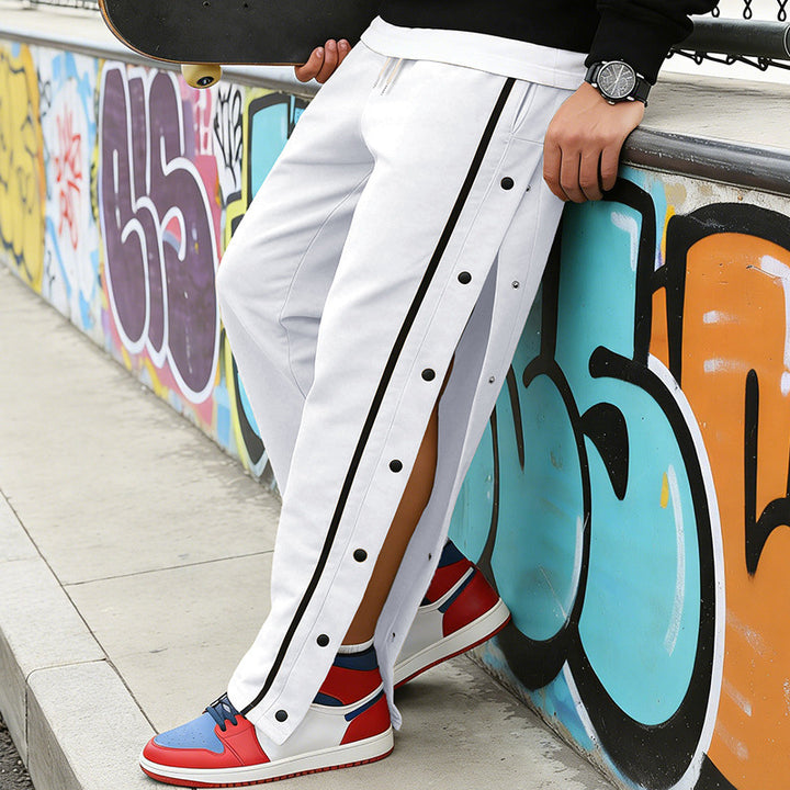 Unisex nan light sports training pants with snap button placket and elastic drawstring waistband StylebySassy