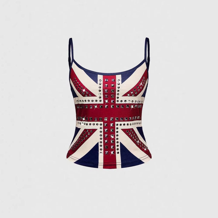 Women's tank top with stylish Union Jack design and studs StylebySassy