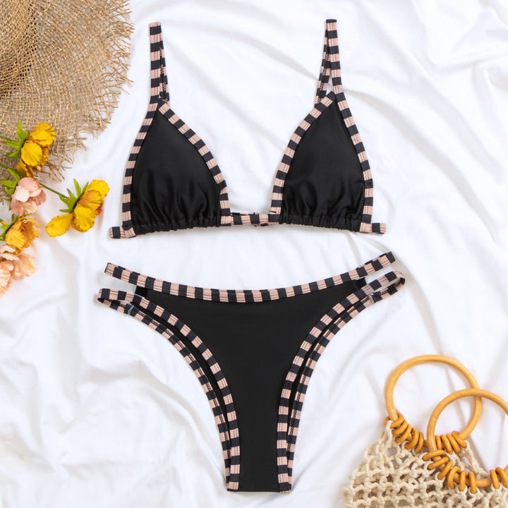 Women's Triangle Bikini Set with Attractive Ribbed Design StylebySassy