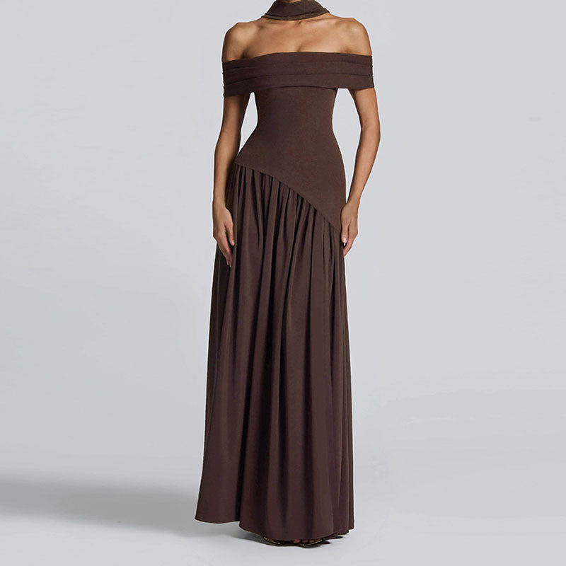 Women Off-Shoulder Maxi Dress with High Slit StylebySassy