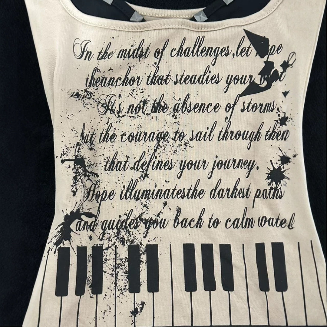 Women's Musical Graphic Tank Top with Unique Cut StylebySassy