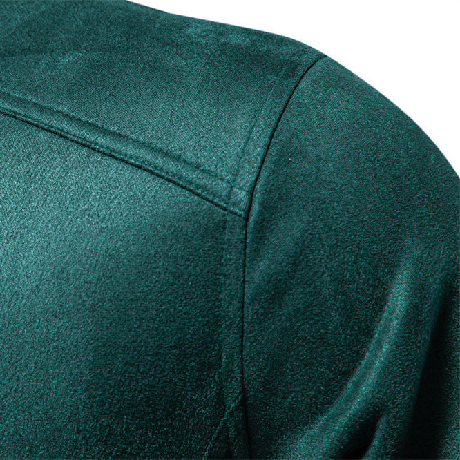 Men's napa suede jacket with stand-up collar, slim fit and zip pockets StylebySassy