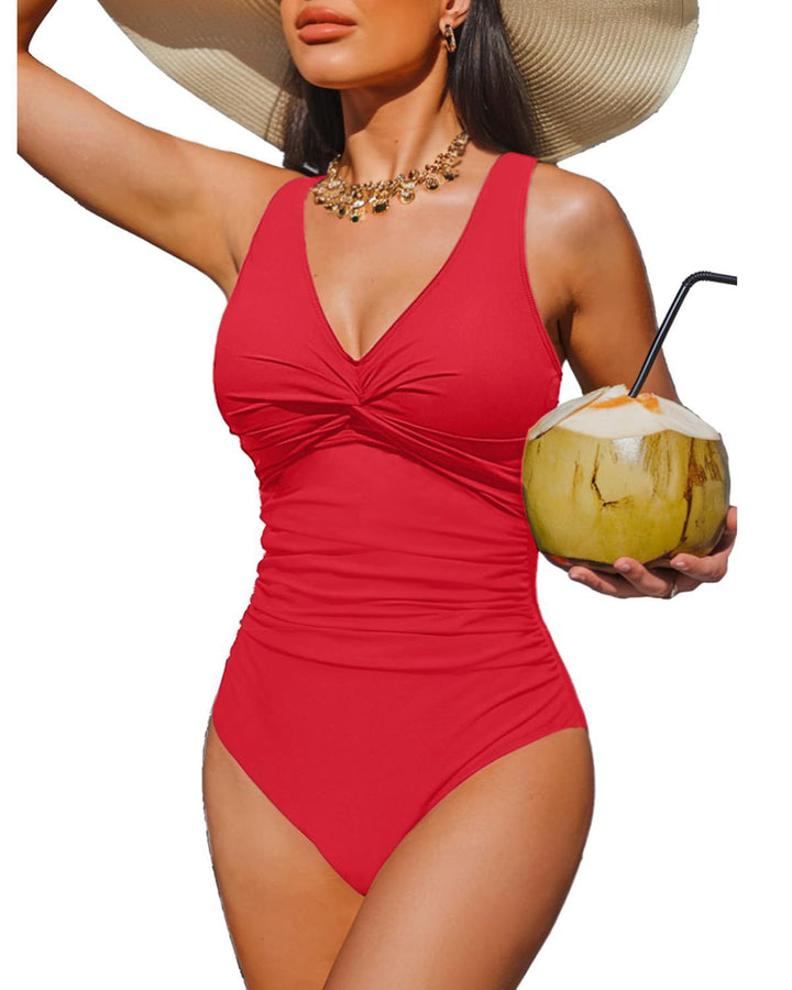 Ladies Elegant One-Piece Swimsuit with Fashionable Twist StylebySassy
