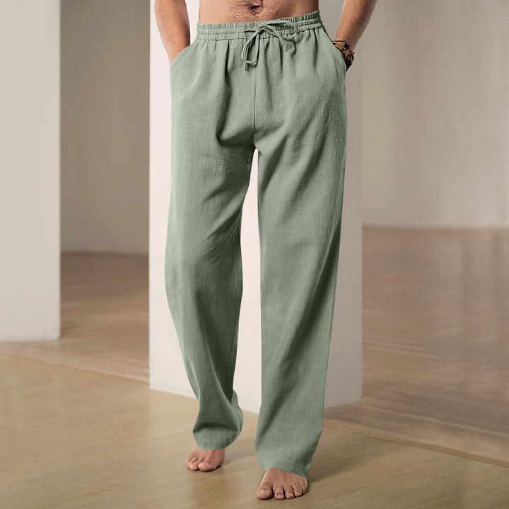 Men's casual linen-cotton pants with elastic waistband and drawstring StylebySassy