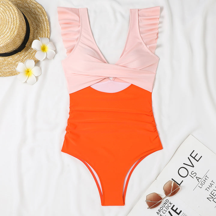 Women's One-Piece Swimsuit with Voluminous Ruffles and Striking Wrap Design StylebySassy