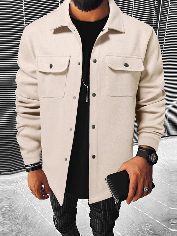 Men's shirt jacket made of wool blend with snap buttons and patch pockets StylebySassy