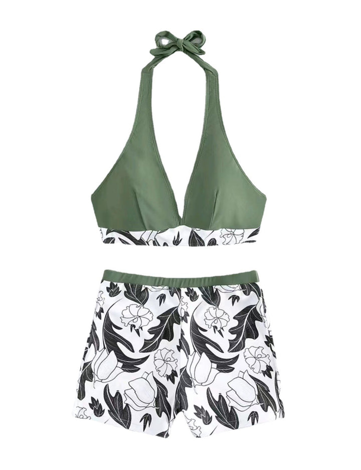 Ladies triangle bikini with floral shorts design StylebySassy