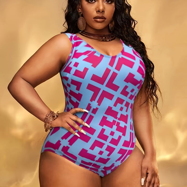 Women's One-Piece Swimsuit with Modern Geometric Design StylebySassy