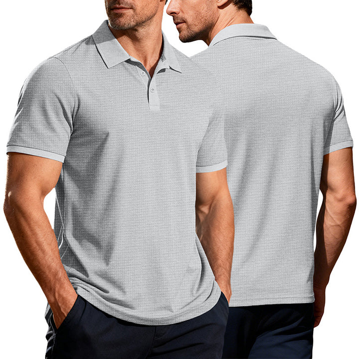 Men's structured pique short-sleeve polo shirt with shirt collar StylebySassy